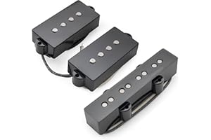 Musiclily Pro PJB-6070S Alnico 5 Single Coil Neck Bridge Pickups Set 10.5K/7.9K for PJ Bass, Black