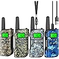 Inspireyes Walkie Talkies for Kids Rechargeable, Easter Basket Essentials Stuffers, Long Range 2 Way Radio, Outdoor Camping Games Toy Birthday Xmas Gift for Boys Age 8-12 3-5, 4 Pack Camo