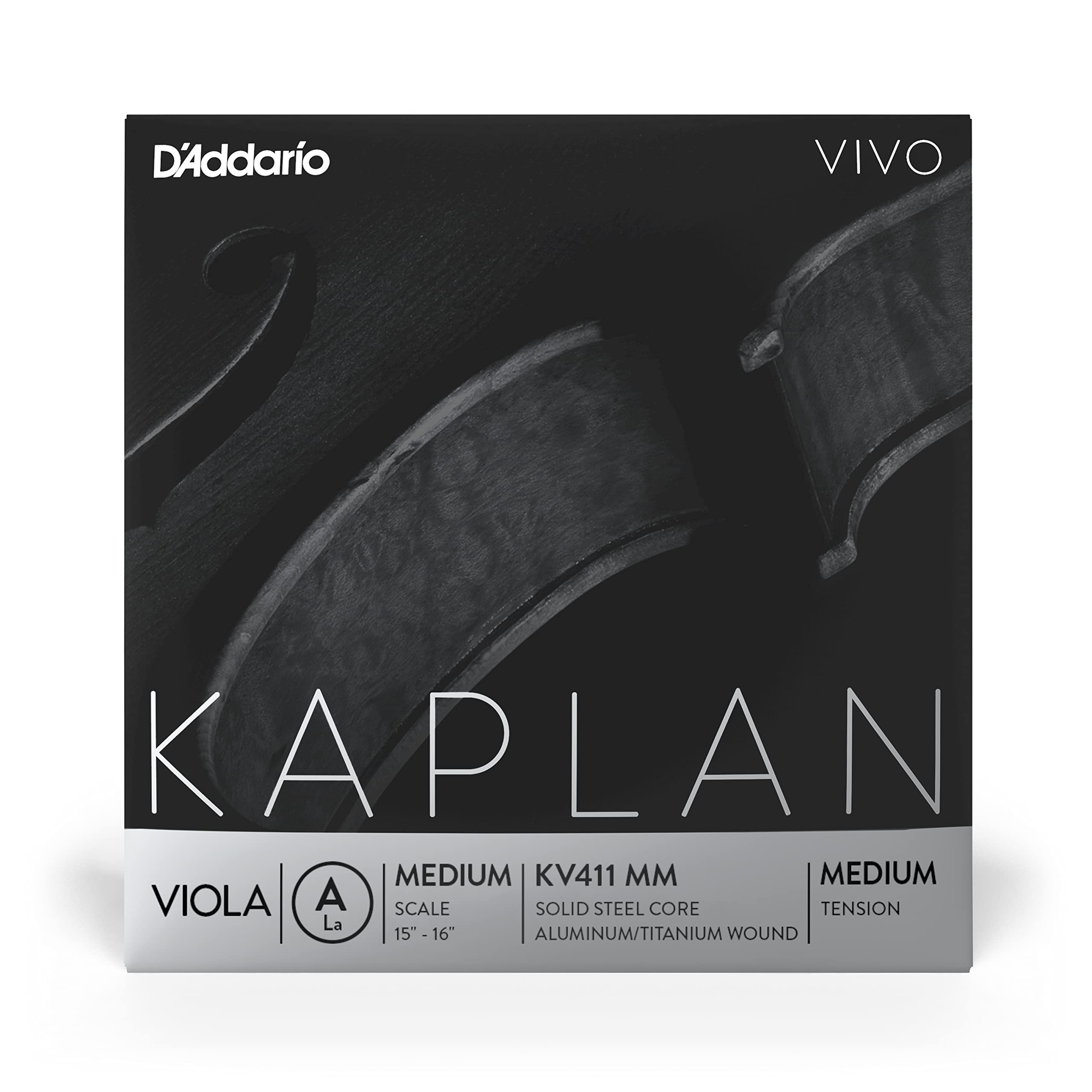 D'Addario Kaplan Vivo Viola String - Single A String - KV411 MM - Viola Strings - Medium Scale, Medium Tension