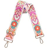 Snycler Wide Purse Straps Crochet Flower Replacement Crossbody for Handbag Adjustable 33-53inch Embroidery Knit Guitar Shoulder Strap (boho1-white)