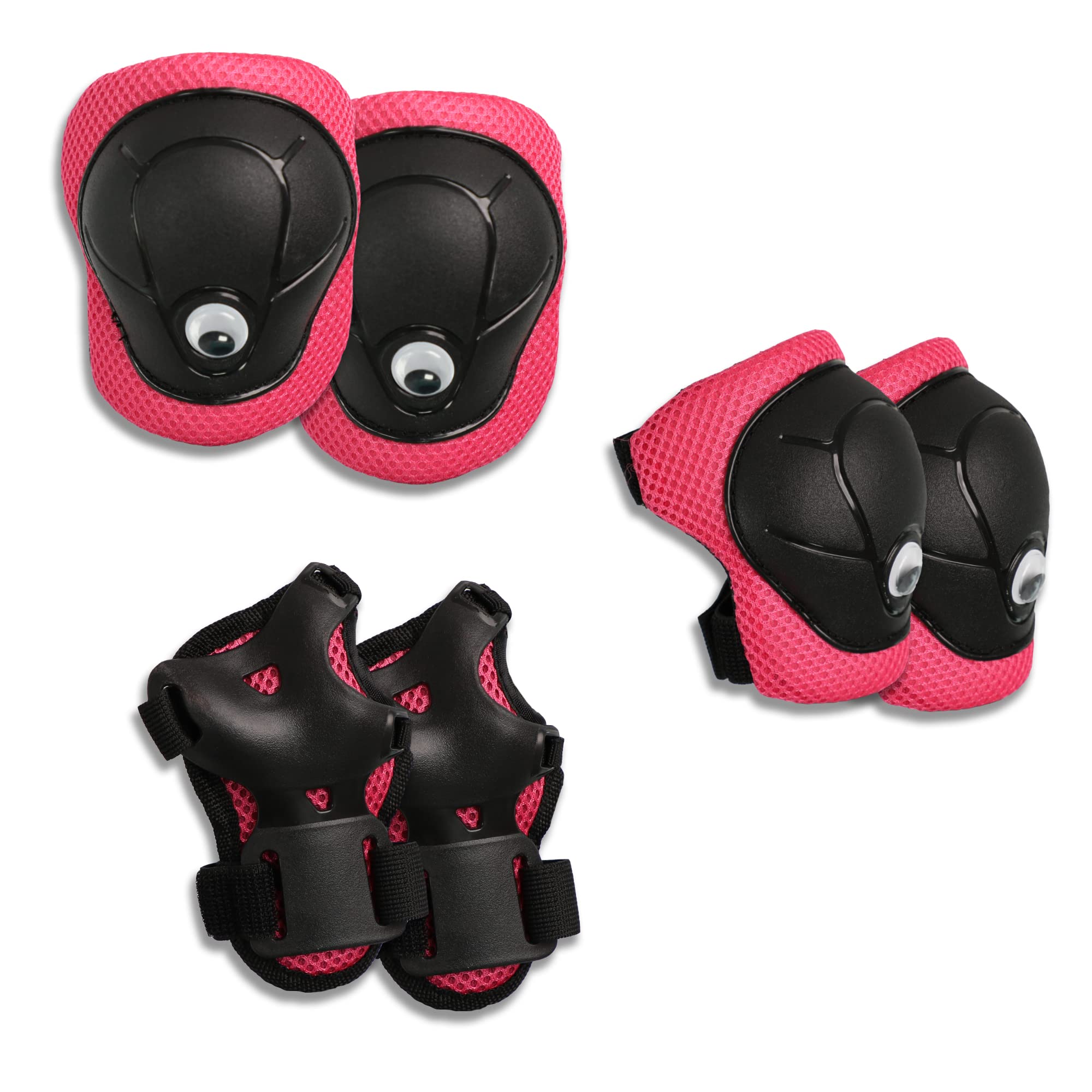 Crazy Safety Pink Protectors for Children | Protector set for skateboards, scooters, skating, inline skates | Knee pads | Wrist guards | Elbow pads | Protective equipment | Protector Set Children