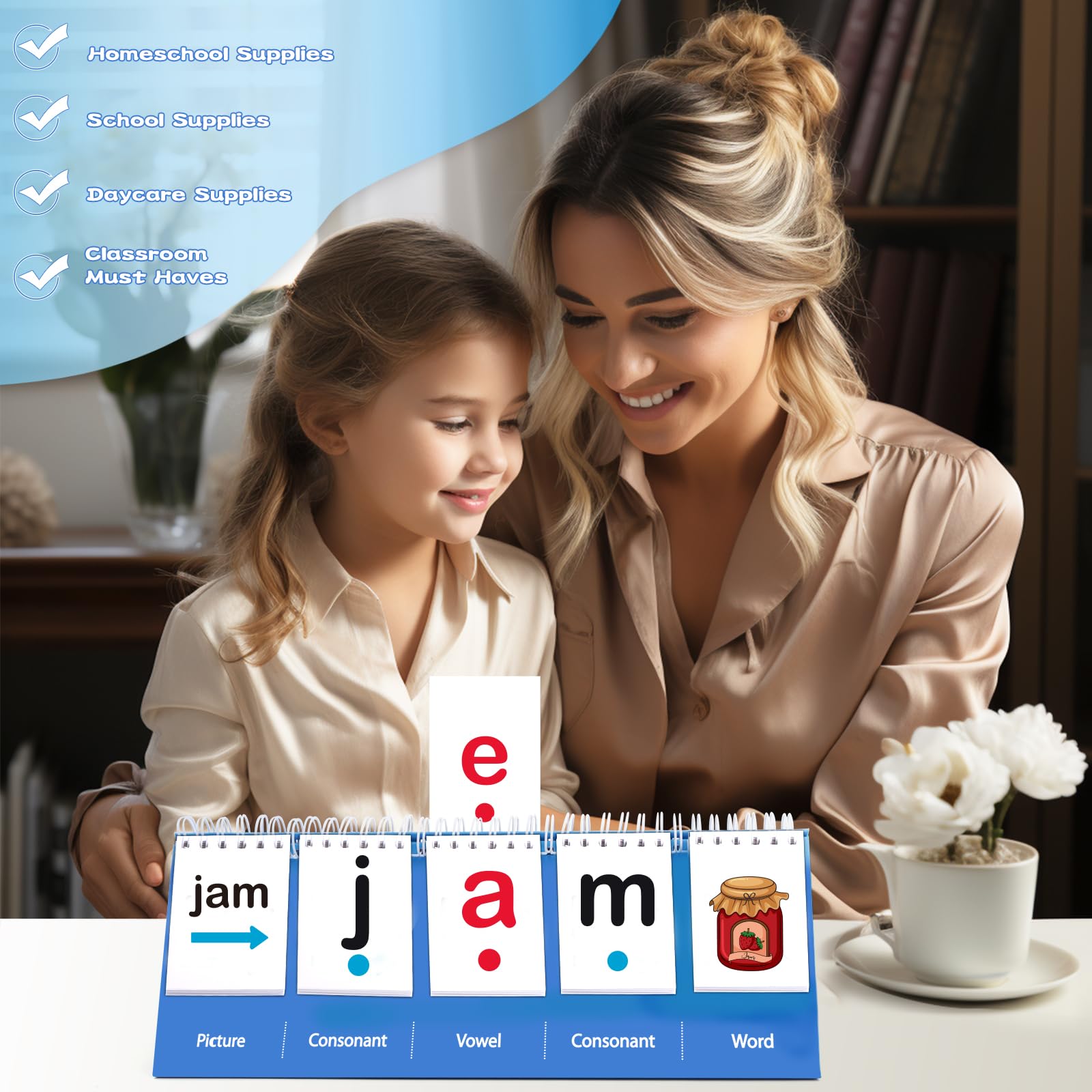 CVC Word Games-Phonics Games Sight Words Flash Cards Kindergarten, Preschool Kindergarten 1st 2nd Grade Classroom Must Haves, Speech Therapy Toys for Toddler, Special Education Toys Spelling Games