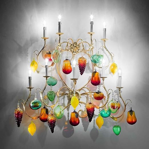 lampara de pared de cristal murano con