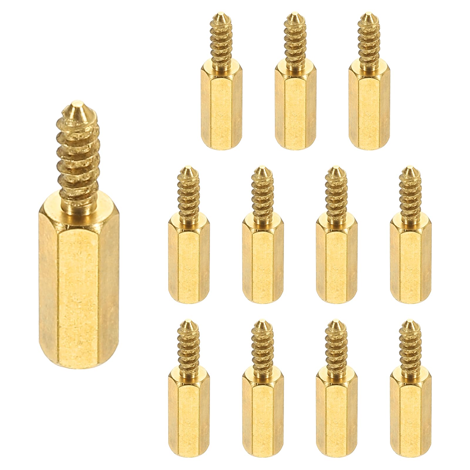PATIKIL 12pcs M3 Male to Female Self-Tapping Hex Standoffs Spacers Pillars, M3 11+6mm Brass Motherboard Standoffs Copper
