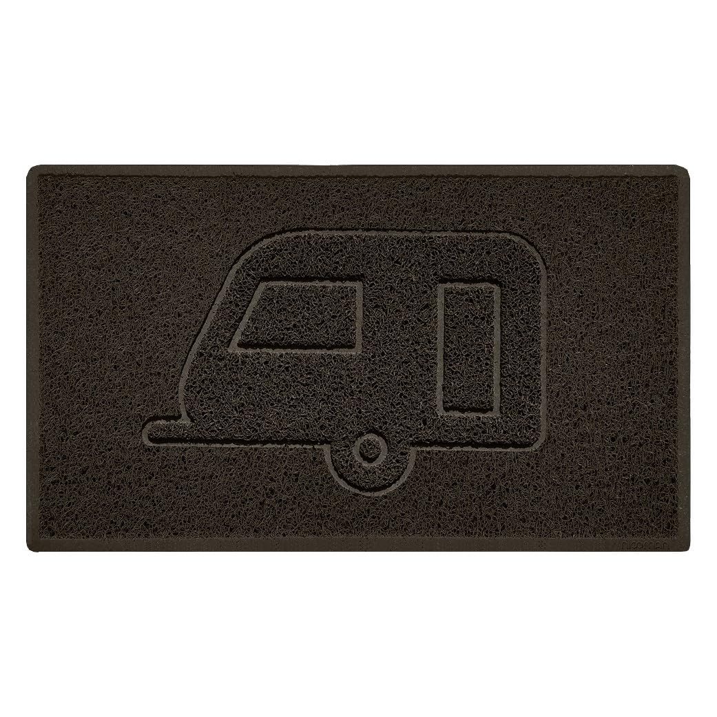 Nicoman CARAVAN Embossed Shape Door Mat Dirt-Trapper Jet-Washable Doormat-(Use Outdoor ONLY)- (75x44cm/29.5x17.3inches, Medium) Brown