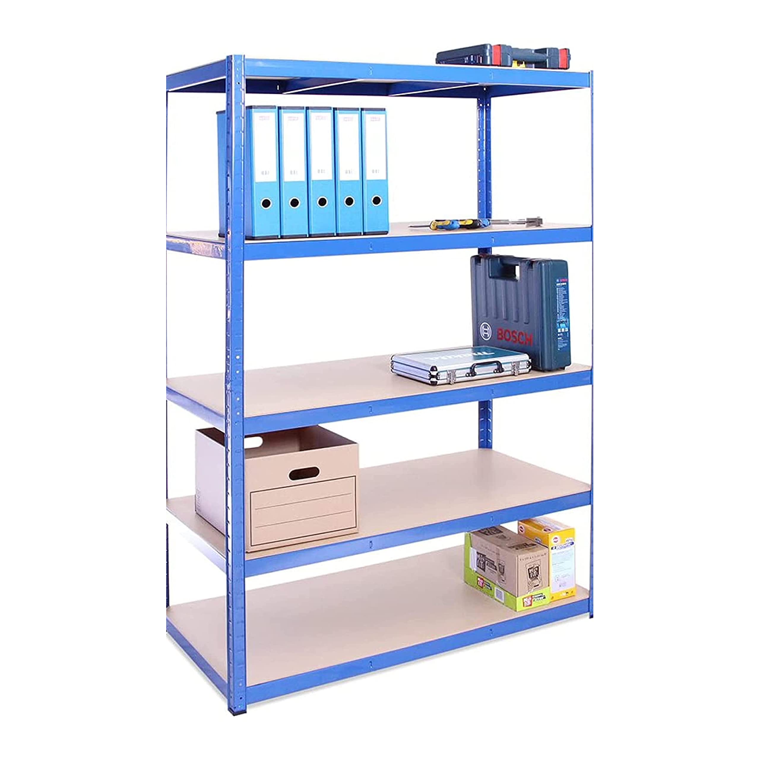 G-Rack Garage Shelving Unit: 180cm x 120cm x 60cm | Single bay, Blue 5 Tier Unit | 175kg Load Weight Per Tier (875kg Per Unit) | Home, Office, Garage or Business Use | 5 Year Warranty