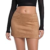 UTNISAN Women's Faux Suede Mini Skirt Stretchy Mid Wasit A-Line Party Short Skirt