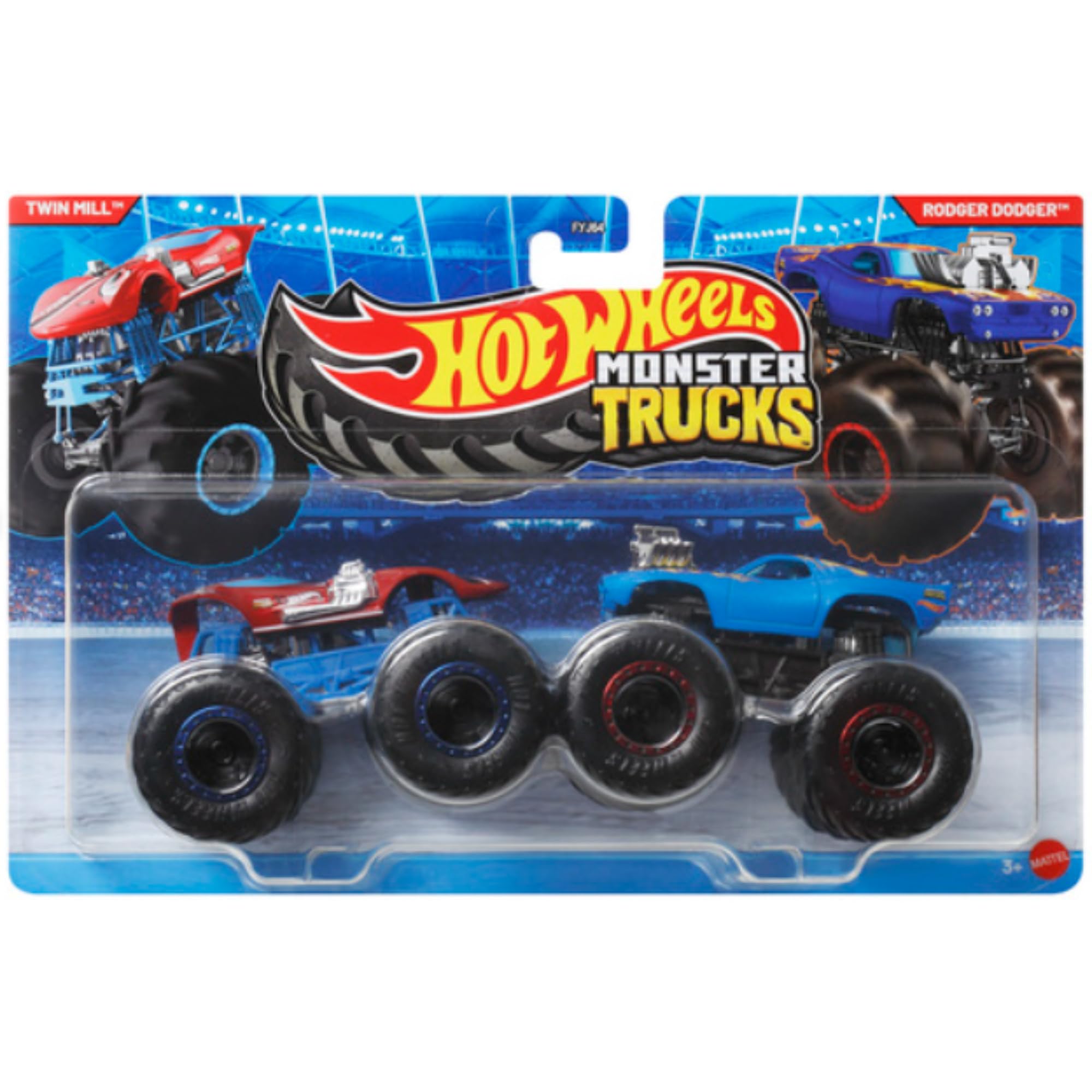 Hot Wheels Monster Trucks Demolition Doubles (Twin Mill & Rodger Dodger JLV80)