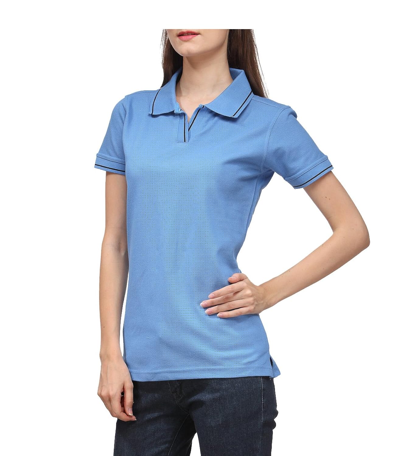 scott women's premium cotton polo t-shirt - indian blue