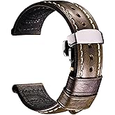 REZERO Leather Watch Bands, Thickened Vintage Watch Strap - Butterfly Clasp | Watch Bands Replacement | Spring Bars Installation | 316L Stainless Steel Hardware | Men &amp; Women | 18/19/20/21/22/23/24/26mm