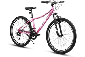 Ecarpat Girls Womens 24/26 Inch Mountain Bike, 21 Speed Summer Travel Gifts Bicycles, Female V-Brake Outdoor Cycling Commuting City Bike to School Work