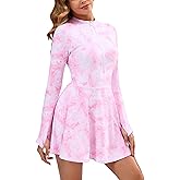 FAIRANCE Women Two Piece Rash Guard Sets UPF50+ Swim Dress with Shorts