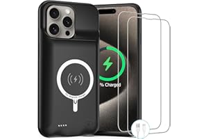 ZUEUS Battery Case for iPhone 15 Pro, 10000mAh Rechargeable Portable Charging Case with Wireless Charging, Compatible for iPhone 15 Pro (6.1 inch) with CarPlay, Extend Battery Pack Charger (Black)