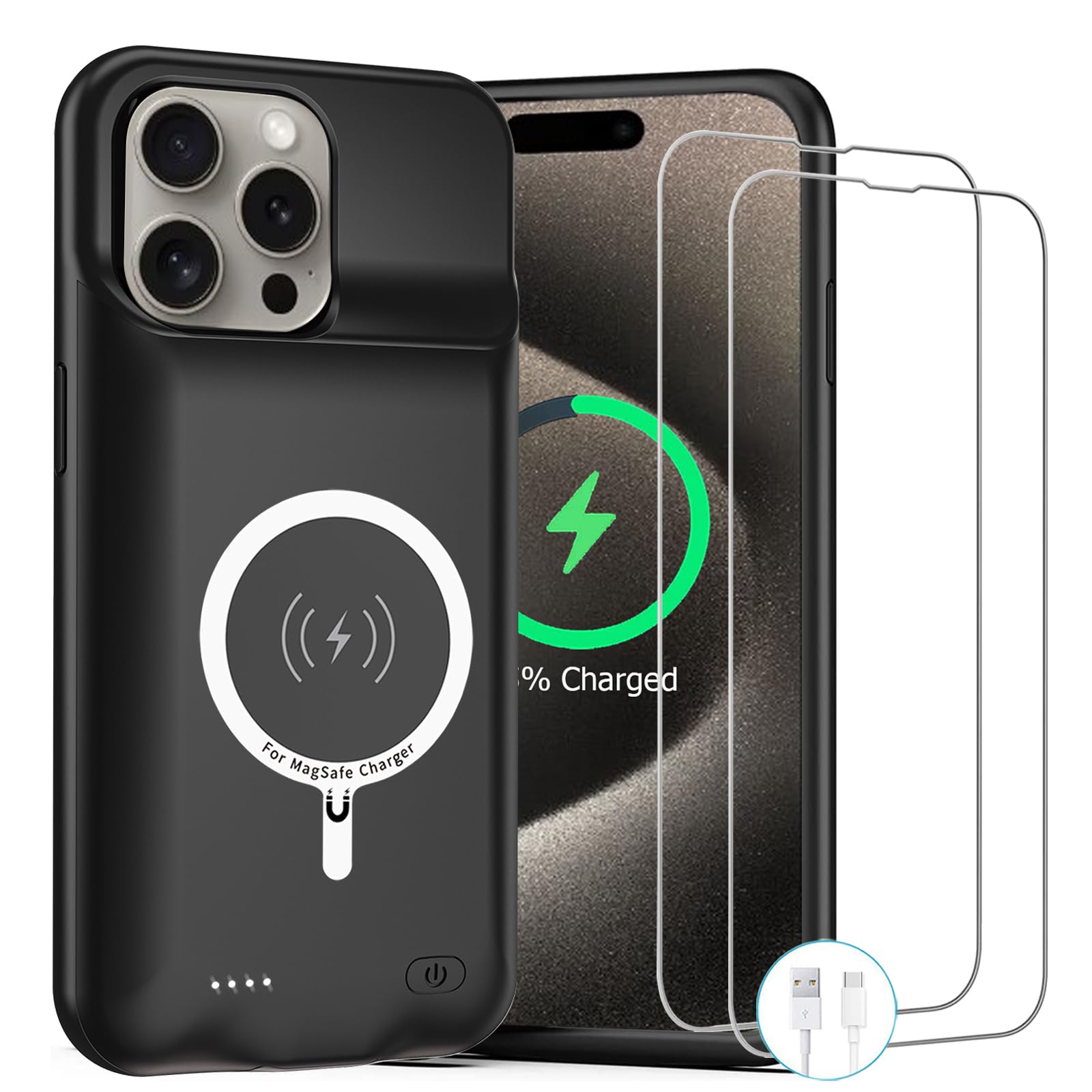 Photo 1 of *UNTESTED*
ZUEUS Battery Case for iPhone 15 Pro, 10000mAh Rechargeable Portable Charging Case with Wireless Charging, Compatible for iPhone 15 Pro (6.1 inch) with CarPlay, Extend Battery Pack Charger (Black)