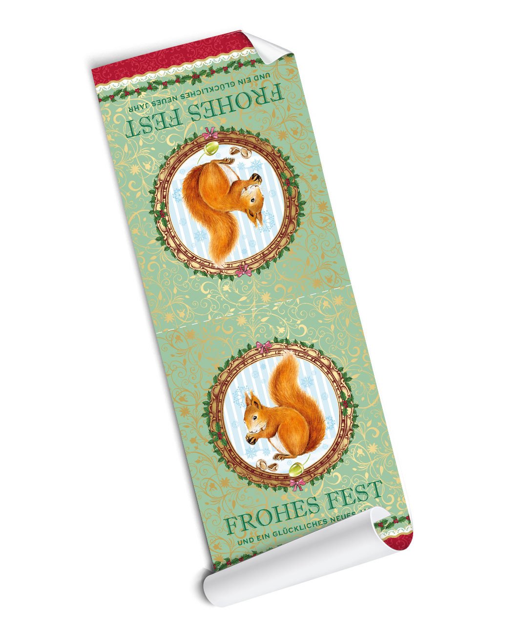 '4 banderolen Grand : 4 Autocollant Autocollants/étiquettes de fermeture en vert avec écureuil à Noël Calendrier de l'Avent/Noël Cadeaux & # x2022 ;