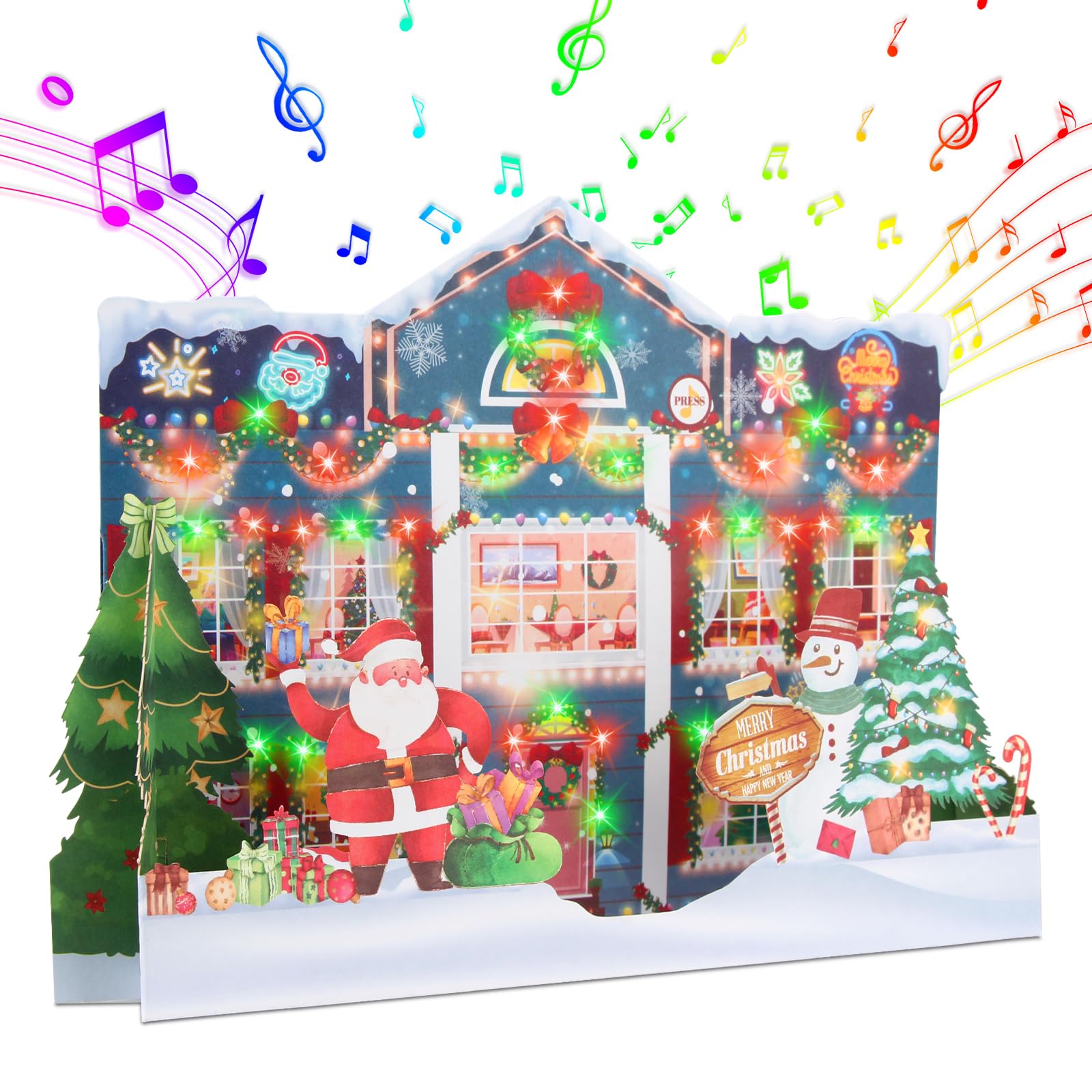 Mua 3D Pop Up Christmas Cards with Music & Lights, Animated Christmas ...