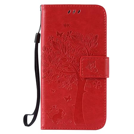 ISAKEN Kompatibel mit Galaxy S5 Hülle, PU Leder Flip Cover Brieftasche Geldbörse Wallet Case Handyhülle Tasche Schutzhülle Et