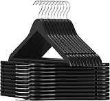 SONGMICS Wooden Hangers 20 Pack Solid Wood Non-Slip 360° Hook Notches CRW02B-20