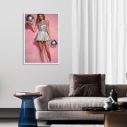 Vintage Funky Disco Ball Hot Girl Canvas Wall Art