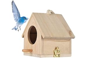 Tfwadmx Wooden Bird House, Hanging Birdhouse for Outside, Garden Patio Decorative Nest Box Bird House for Robin Budgie Swallow Little Sparrow Finch Throstle or Medium Size Birds