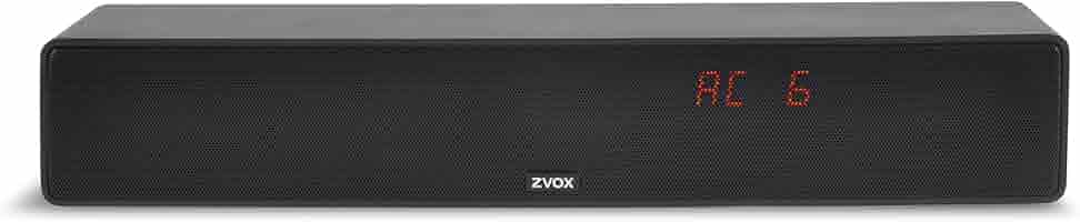 zvox accuvoice tv soundbar with 6 level dialogue boost and remote