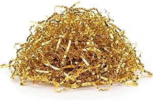 100g Gold Crinkle Cut Paper, Decorative Shred Filler for Gift Baskets Boxes, Confetti Stuffing for Easter Wedding Birthday Pa