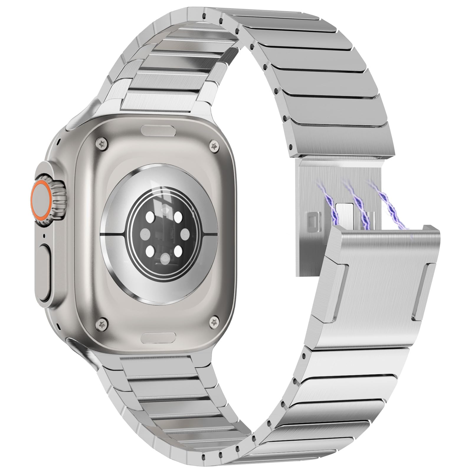 NewWays 49mm 46mm 45mm 44mm 42mm(Series 3 2 1) Metal Strap Compatible for Apple Watch Ultra 3 2 1 Series 11/10/9/8/7/6/5/4/3/2/1/SE,iWatch Stainless Steel Straps Replacement Band,Silver