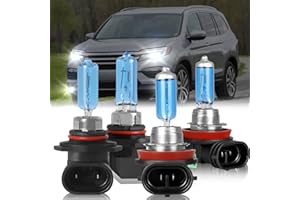 IVBDQV Fit 2006-2018 for HONDA PILOT Headlight Bulbs, 9005/HB3 High Beam and H11/H9 Low Beam 9005 H11 Halogen Bulbs 300% Brightness High Performance Halogen Bulbs Combo 4PCS
