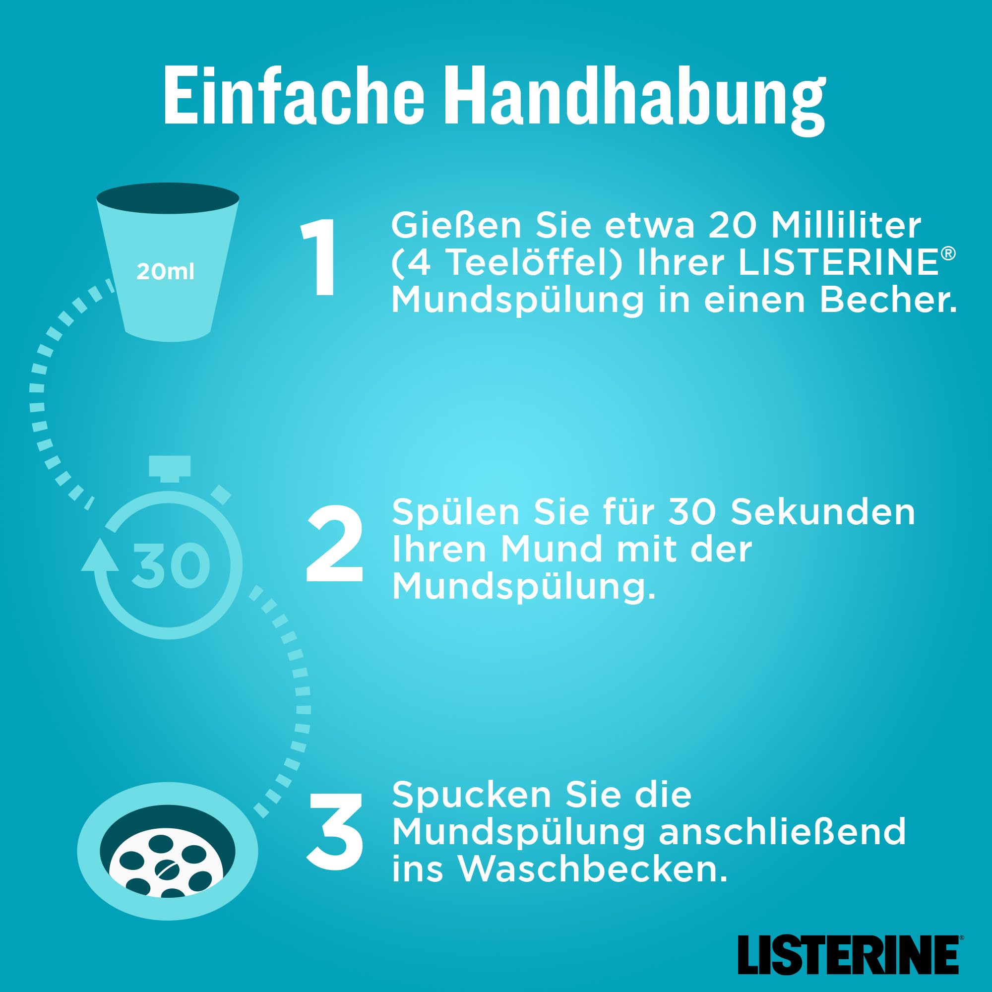 LISTERINE Cool Mint Mundwasser 1000 ml, antibakterielle Mundspülung mit ätherischen Ölen und intensivem Minzgeschmack, Zahnpflege-Spülung reduziert Zahnbelag und bekämpft wirksam Mundgeruch 8