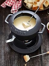 Staub Fondue Set 1.6L Cast Iron Black 18cm 6 Forks Cheese Chocolate Meat view 7