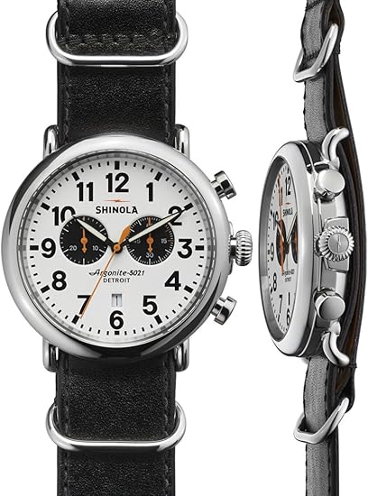 Amazon ロンハーマン Ron Herman Shinola The Runwell Chrono 47mm White Face Black Nato Strap White Black 137c111 並行輸入品 メンズ腕時計 腕時計 通販