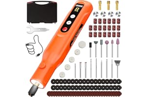 KEJECTOR Mini Cordless Rotary Tool Kit with 113 Accessories,LED Screen & Ring Light 3.7V Power Rotary Tool 5-Speed Adjustable for Engraving Sanding, Polishing, Carving, Cutting, DIY Crafts, USB-C Charging