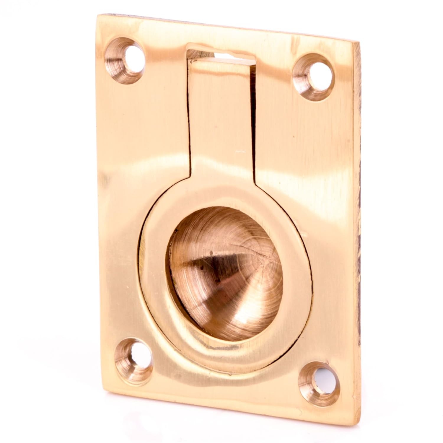 Solid Brass 50mm X 38mm Inset Ring Pull Handle Recessed Cabinet