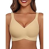 Avidlove Bras for Women Seamless Bra Full Coverage T Shirt Bralettes V Neck Wireless Bra Comfortable Brassiere