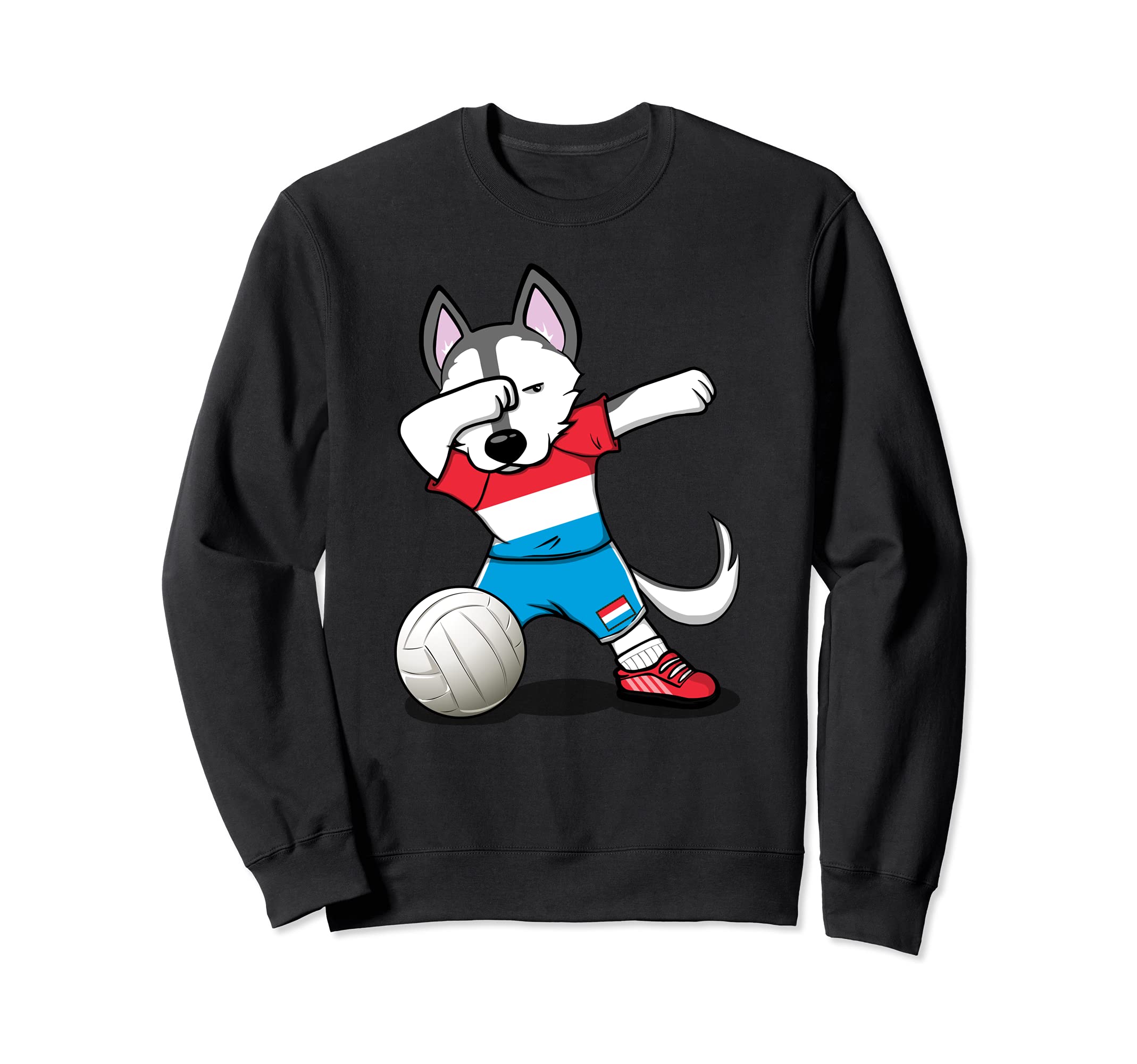 Dabbing Husky Dog Luxembourg Volleyball Fans Jersey Flag Sweatshirt