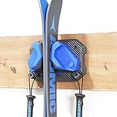 Ski & Snowboard Wall Rack for Garage Wall Fits Any Ski/board, Ski Wall Mount Holders Damage-Free Storage Rack, Garage Organization Space-Saving Winter Gear Organizer, Blue, 1 Pack