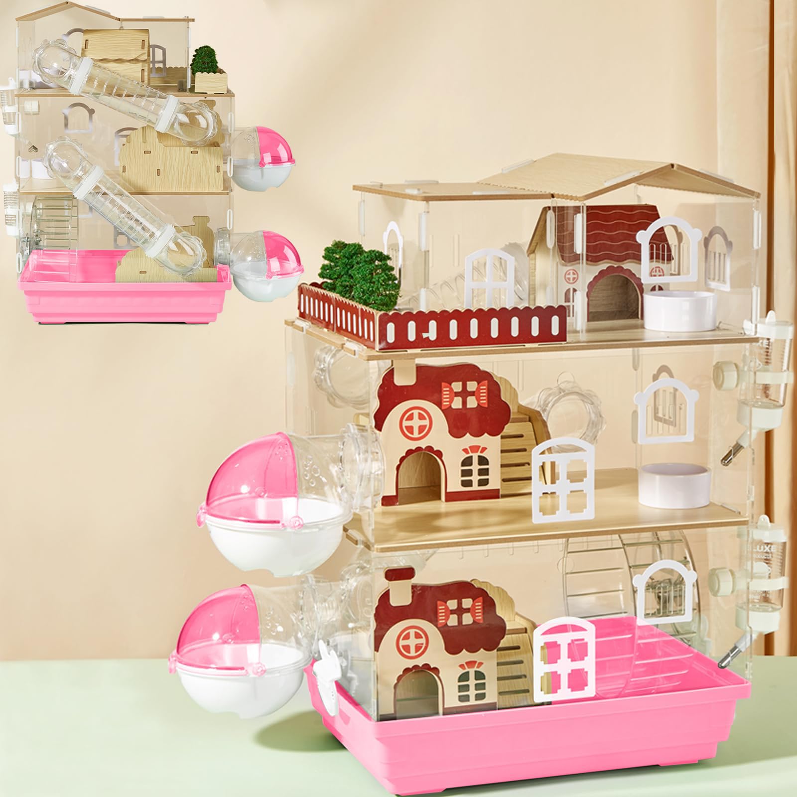 17 in 1 Clear Acrylic Hamster Cage with All