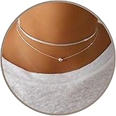 Annika Bella 925 Sterling Silver Necklace Set, Diamond Cut Curb Chain Necklace, Thin Flat Cuban Link Chain, Sparkly Bead Choker, Waterproof Hypoallergenic Jewelry