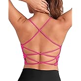 DaiLiWei Strappy Sports Bras for Women High Support Longline Open Back Workout Tops Padded Cross Yoga Crop Tank Built in Bra