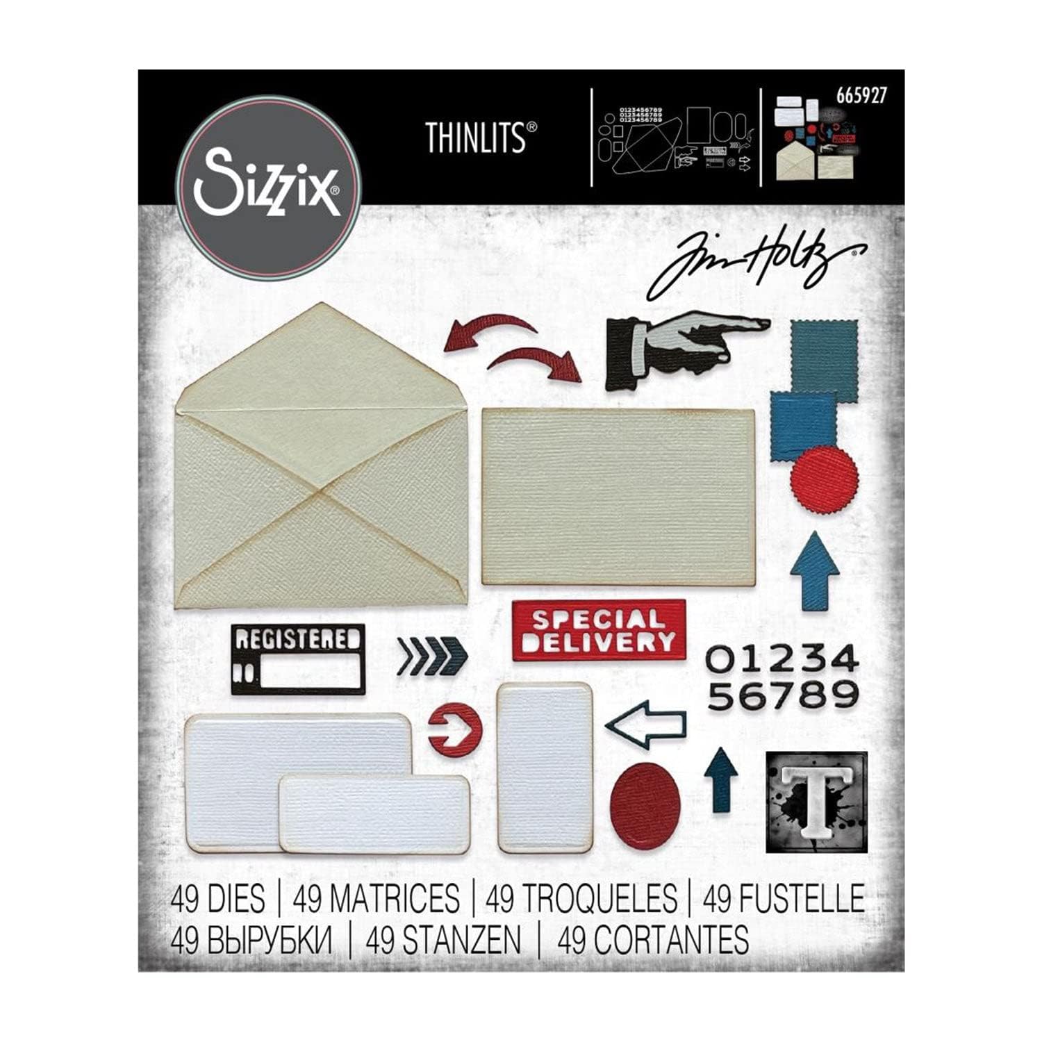 Sizzix Thinlits Die Set 48PK Postale by Tim Holtz | 665927 | Chapter 3 2022, Multicolor, One Size