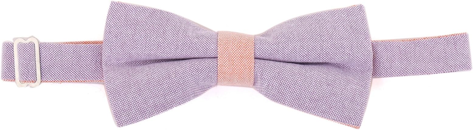 Men's Pastel Colored Cotton Bow Tie, Purple and Orange