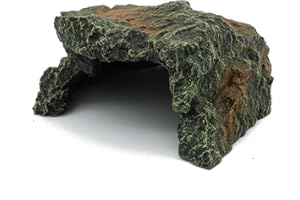 JIHAQUA Reptile Rock Hide Cave, Aquarium Habitat Decor Rock Tortoise Hideout for Lizards, Turtles, Reptiles, Amphibians, Fish