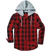 JACKETOWN Men's Flannel Long Sleeve Hoodie Shirts Casual Button Down Plaid Shirt Jackets Stylish with Pocket