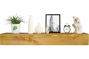 XWNE Fireplace Mantel,54 inch Rustic Wood Floating Mantel Shelves for Electric Fireplaces,Solid Wood Farmhouse Mantle for Over Fireplace(Gold Oak, 54x8x6)