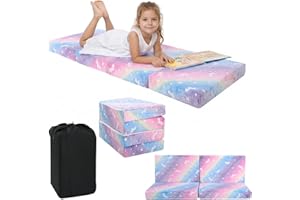 MeMoreCool Kids Folding Mattress, Trifold Mat Foldable Floor Mattress for Kids, 63x26 Portable Floor Mat with Washable Cover 