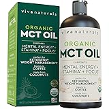 Organic MCT Oil for Morning Coffee - Best MCT Oil Keto Supplement for Sustained Energy, Paleo Diet Certified, 32 fl oz