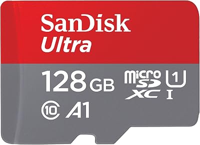 SanDisk 128GB Ultra microSDXC Card + SD Adapter, UHS-I U1, 140MB/s, A1 App Perf