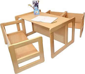 3 en 1 Muebles Para Niños Juego de 4 Dos Pequeñas Mesas Sillas y Una