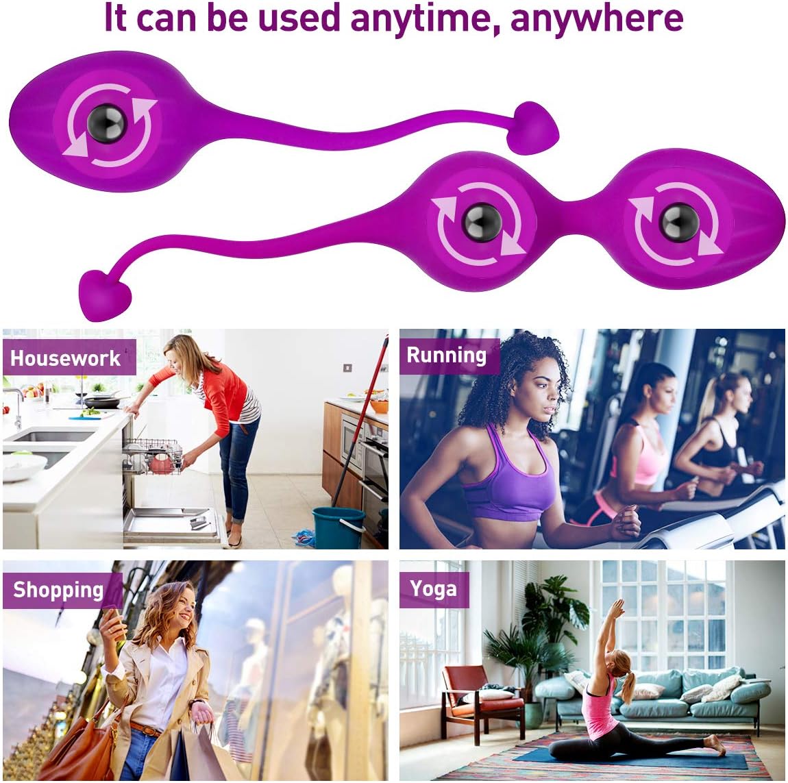 Kegel Exercise Balls for Women Ben Wa Weight Balls for Women Pelvic Exercise Ball Tightning Bladder Control Devices Silicone Luvsex: Health & Personal Care