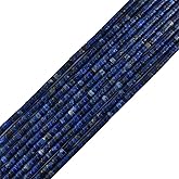 HAAMIIQII 150pcs Natural Lapis Lazuli Spacer Beads, Loose Semi Precious Flat Round Gemstone Heishi Disc Stone Beads for Beading Jewelry Making 4mmx2mm 15"/Strand